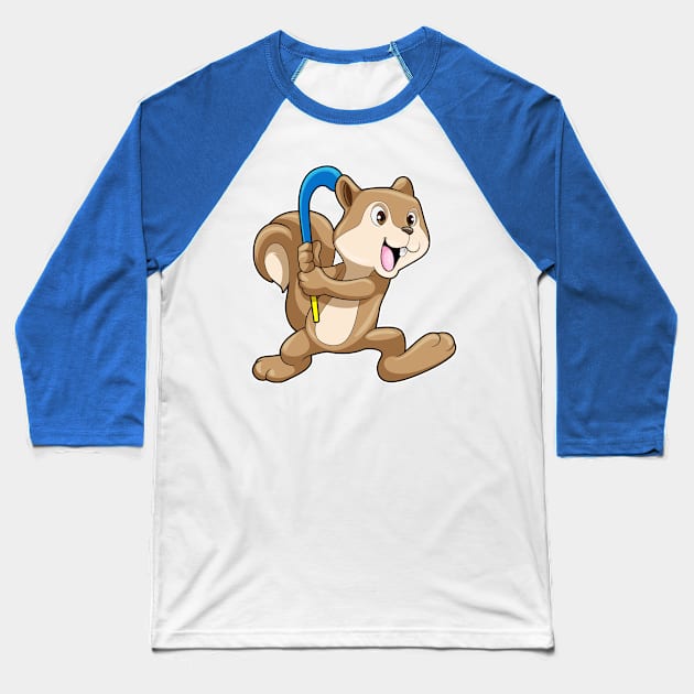 Squirrel at Field hockey with Hockey stick Baseball T-Shirt by Markus Schnabel